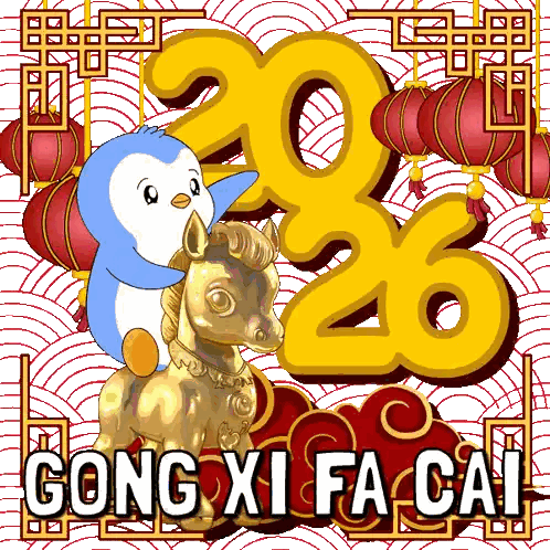Penguin Sitting on Gold Horse 2020