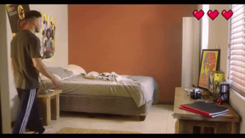 Penguin Sleeping On Bed With Abstep Logo GIF