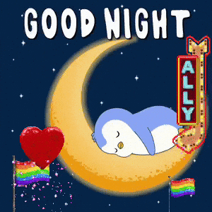 Penguin Sleeping On Crescent Moon GIF