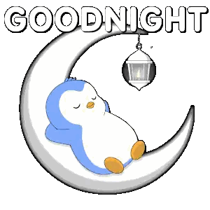 Penguin Sleeping on Crescent Moon