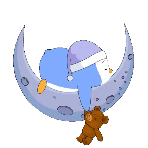 Penguin Sleeping on Crescent Moon