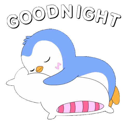 Penguin Sleeping on Pillow Goodnight