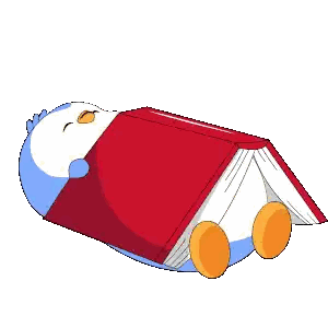 Penguin Sleeping on Red Book