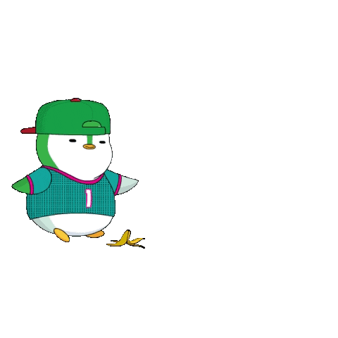 Penguin Slipping On Banana Peel GIF