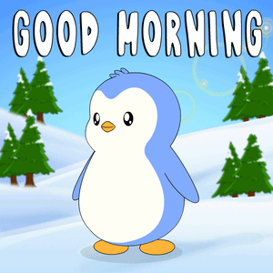 Penguin Standing in Snow Saying Good Morning