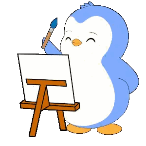Penguin Standing Next to Easel