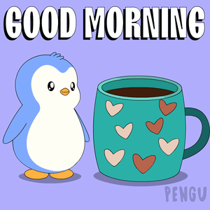 Penguin Standing Next to Good Morning Coffee