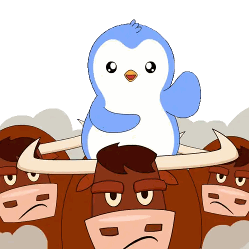 Penguin Standing on Bull