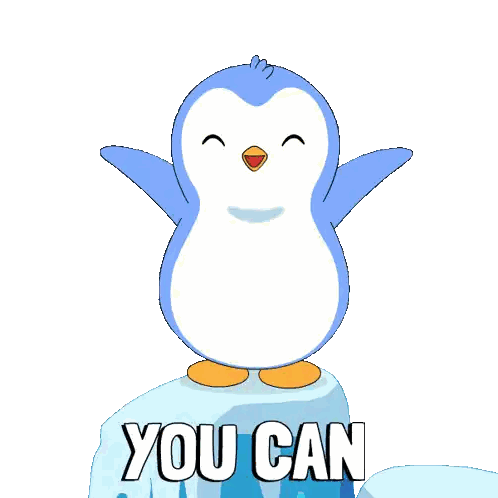 Penguin Standing on Ice with You Can