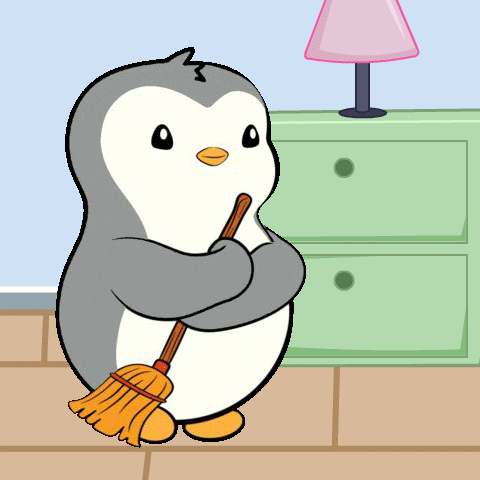 Penguin Sweeping GIF