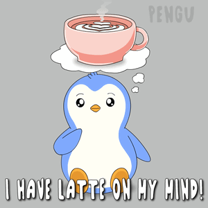 Penguin Thinking About Latte on Head