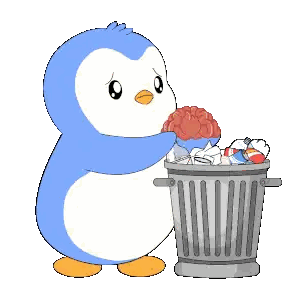Penguin Throwing Flower into Trash