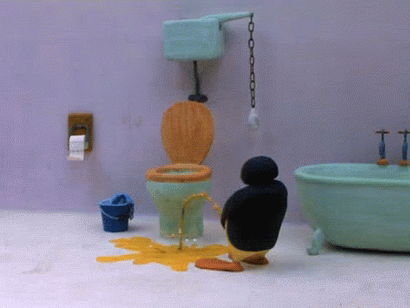 Penguin Urinating in Bathroom