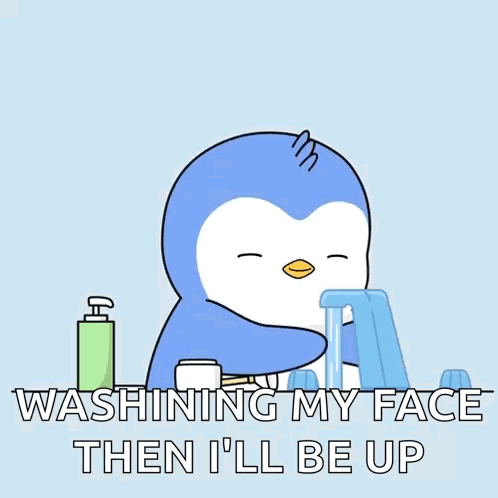 Penguin Washing Face Caption Washing My Face Then I'll Be Up