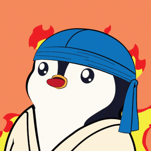 Penguin Wearing Blue Headband and Kimono