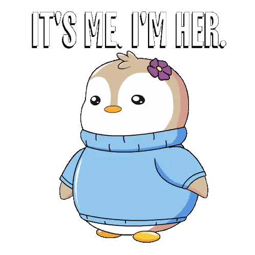 Penguin Wearing Blue Sweater It's Me I'm Her