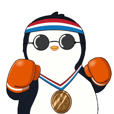 Penguin Wearing Boxing Gloves and Medal PP