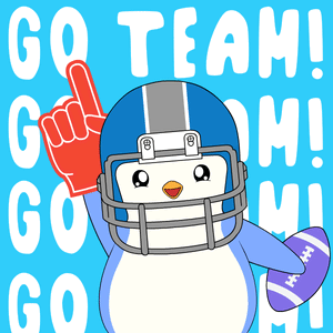 Penguin Wearing Football Helmet Holding Football