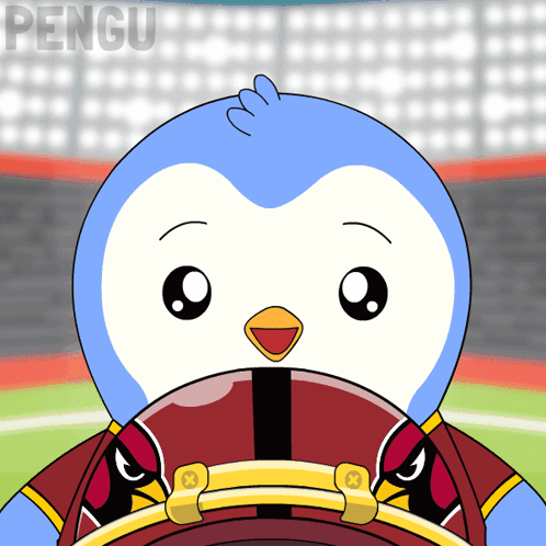 Penguin Wearing Football Helmet With Word Pengu GIF