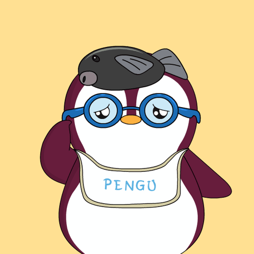 Penguin Wearing Glasses and Bib Named Pengu