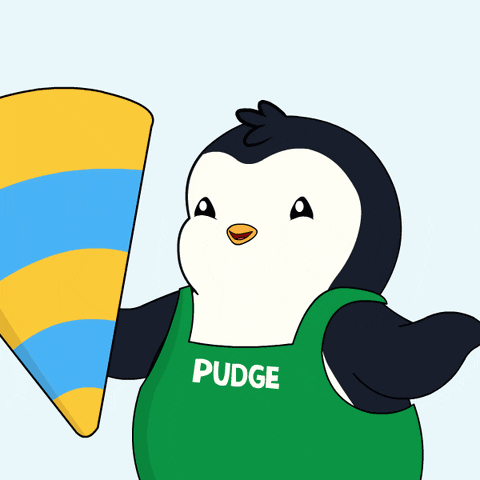 Penguin Wearing Green Apron Pudge GIF