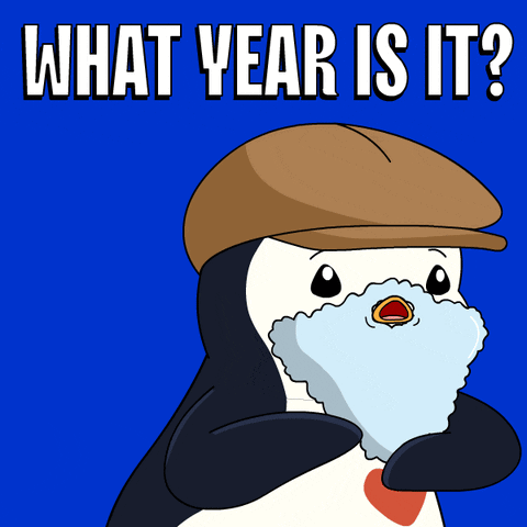 Penguin Wearing Hat and Beard Saying What Year