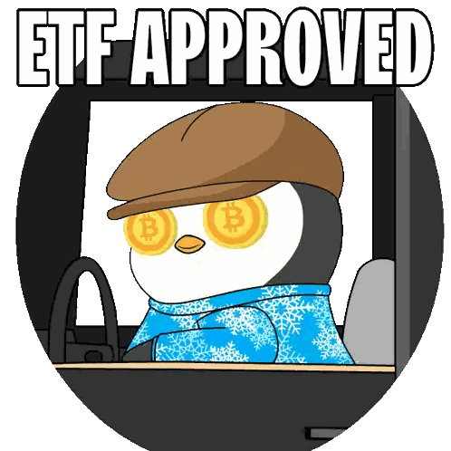 Penguin Wearing Hat and Scarf Driving Car ETF Approved