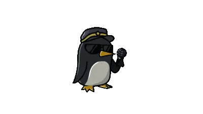 Penguin Wearing Hat and Sunglasses Holding Microphone