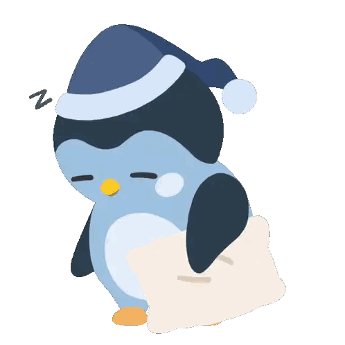 Penguin Wearing Hat Holding Pillow