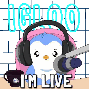 Penguin Wearing Headphones Saying Im Live