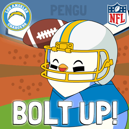 Penguin Wearing Los Angeles Chargers Jersey GIF