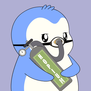 Penguin Wearing Mask Holding Helium Bottle GIF