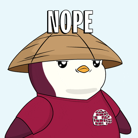 Penguin Wearing Nope Hat and Red Shirt