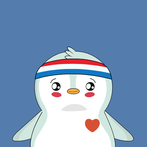 Penguin Wearing Red White Blue Headband