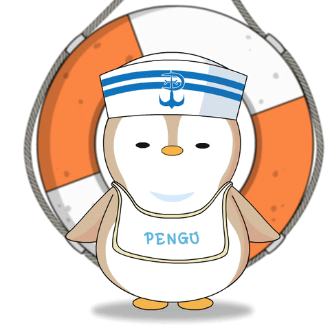 Penguin Wearing Sailor Hat and Life Preserver