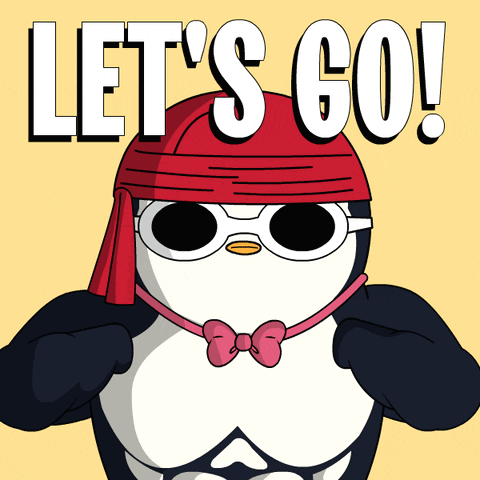 Penguin Wearing Sunglasses And Bandana Let's Go GIF