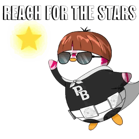 Penguin Wearing Sunglasses and Cape Reach for Stars