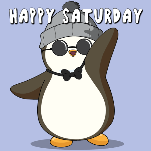 Penguin Wearing Sunglasses and Hat Happy Saturday