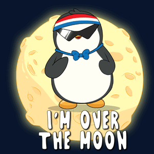 Penguin Wearing Sunglasses And Headband Over The Moon GIF