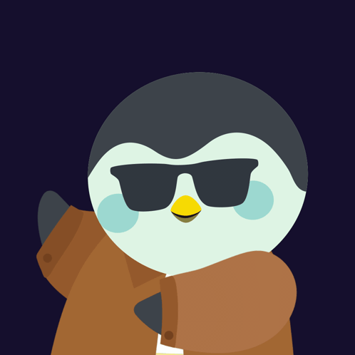 Penguin Wearing Sunglasses and Scarf with ST