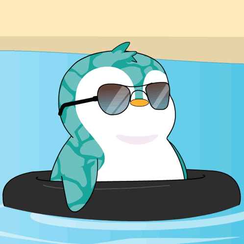 Penguin Wearing Sunglasses Floating