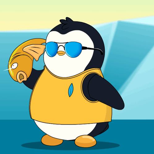 Penguin Wearing Sunglasses Holding Fish