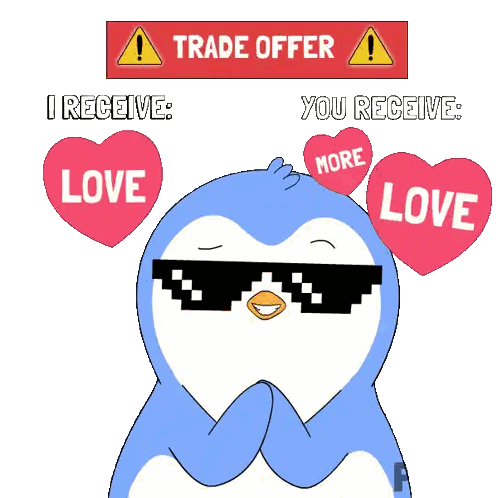 Penguin Wearing Sunglasses Surrounded by Love Hearts