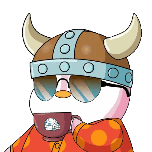 Penguin Wearing Sunglasses Viking Helmet