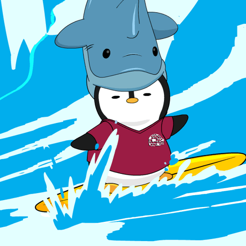 Penguin Wearing Surf Club Shirt