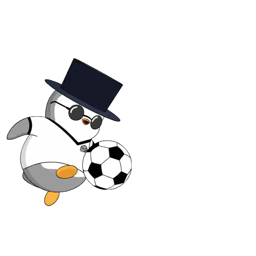 Penguin Wearing Top Hat and Sunglasses Kicking Soccer Ball
