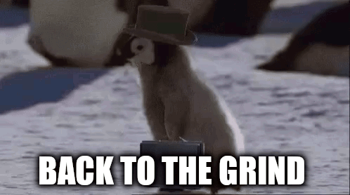 Penguin Wearing Top Hat Carrying Briefcase GIF