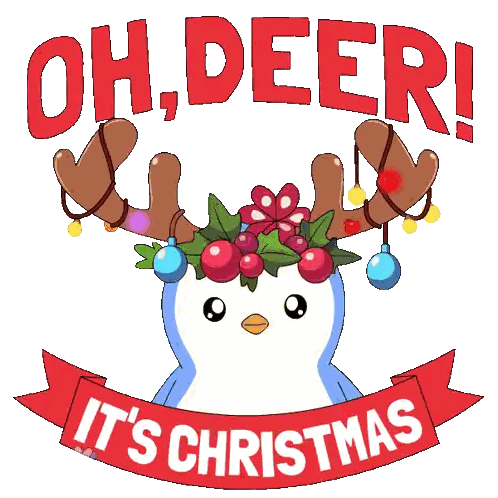 Penguin with Antlers Saying Oh Deer