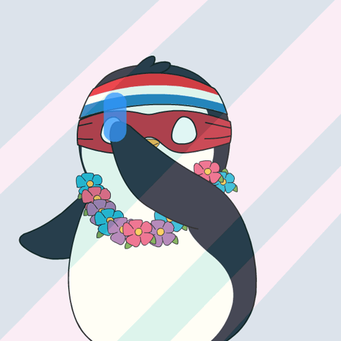 Penguin With Bandana And Flowers GIF