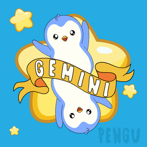 Penguin With Banner Saying Gemini